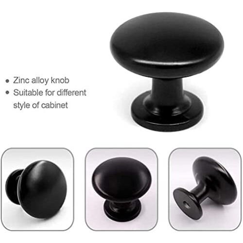 20PCS Door Knobs Drawer Knobs 30mm Vintage Handles Cabinet Cupboard Knobs for Kitchen Cupboards (Black) 2