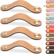 4pcs Leather Furniture Handle, Cupboard Door Knob Leather Handle Drawer Knob, Vintage Furniture Handle for Cabinets, Dresser, Kitchen (Beige, 128mm)