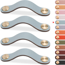 4pcs Leather Furniture Handle, Cupboard Door Knob Leather Handle Drawer Knob, Vintage Furniture Handle for Cabinets, Dresser, Kitchen(Blue, 128mm)