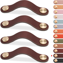4pcs Leather Furniture Handle, Cupboard Door Knob Leather Handle Drawer Knob, Vintage Furniture Handle for Cabinets,Dresser,Kitchen(Dark Brown,128mm)