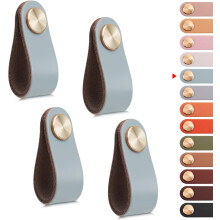 4pcs Leather Furniture Handle, Cupboard Door Knob Leather Handle Drawer Knob, Vintage Furniture Handle for Cabinets,Dresser,Kitchen(Blue,Single Hole)