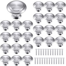 25 Pieces Furniture Handles, Drawer Knobs, Round Door Knobs, Round Stainless Steel Handles, Apply to Kitchen Cupboard, Children's Room