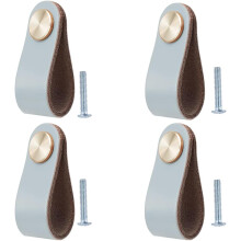 Set of 4 Leather Furniture Handle, Cupboard Door Knob, Leather Handle Drawer Knob, Vintage Furniture Handle for Cupboards, Dresser, Kitchen, Bathroom