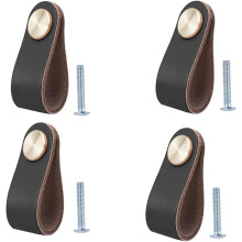 Set of 4 Leather Furniture Handle, Cupboard Door Knob, Leather Handle Drawer Knob, Vintage Furniture Handle for Cupboards, Dresser, Kitchen, Bathroom
