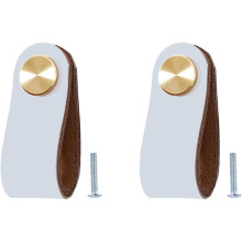 Set of 2 Leather Furniture Handle, Cupboard Door Knob, Leather Handle Drawer Knob, Vintage Furniture Handle for Cupboards, Dresser, Kitchen, Bathroom