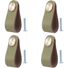 Set of 4 Leather Furniture Handle, Cupboard Door Knob, Leather Handle Drawer Knob, Vintage Furniture Handle for Cupboards, Dresser, Kitchen, Bathroom