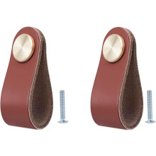 Set of 2 Leather Furniture Handle, Cupboard Door Knob, Leather Handle Drawer Knob, Vintage Furniture Handle for Cupboards, Dresser, Kitchen, Bathroom