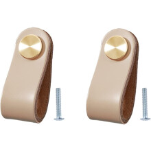 Set of 2 Leather Furniture Handle, Cupboard Door Knob, Leather Handle Drawer Knob, Vintage Furniture Handle for Cupboards, Dresser, Kitchen, Bathroom