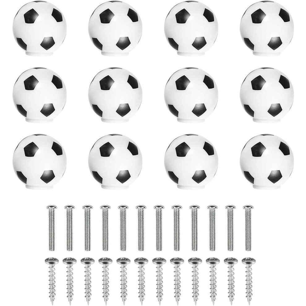 12Pcs Furniture Knob,Children's Football Knob,With 2 Screw Sizes,Furniture Handle For Drawer,Cabinet And Wardrobe 7770198337648