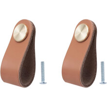 Set of 2 Leather Furniture Handle, Cupboard Door Knob, Leather Handle Drawer Knob, Vintage Furniture Handle for Cupboards, Dresser, Kitchen, Bathroom