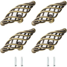 Pieces Antique Bronze Furniture Handle, Vintage Bird Cage Cabinet Door Knobs, Furniture Door Handle with Screws, for Drawer, Door, Wardrobe, Kitchen