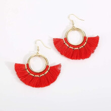 Tassel Hoop Earrings Fringe Drop Gold Tone Circle Tiered Earrings for Women Girls