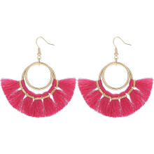 Tassel Hoop Earrings Fringe Drop Gold Tone Circle Tiered Earrings for Women Girls