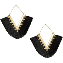 Statement Tassel Earrings, Delicate Bohemian V Shap Tassel Hoop Earring Elegant Fringe Drop Dangle Earrings for Women Girls