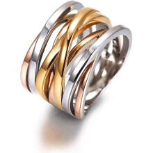 Intertwined Ring Enhancers for Women Statement  Ring Silver Gold Rose Gold Plated Ring Engraving Customized Personalized(6-Multicolor)