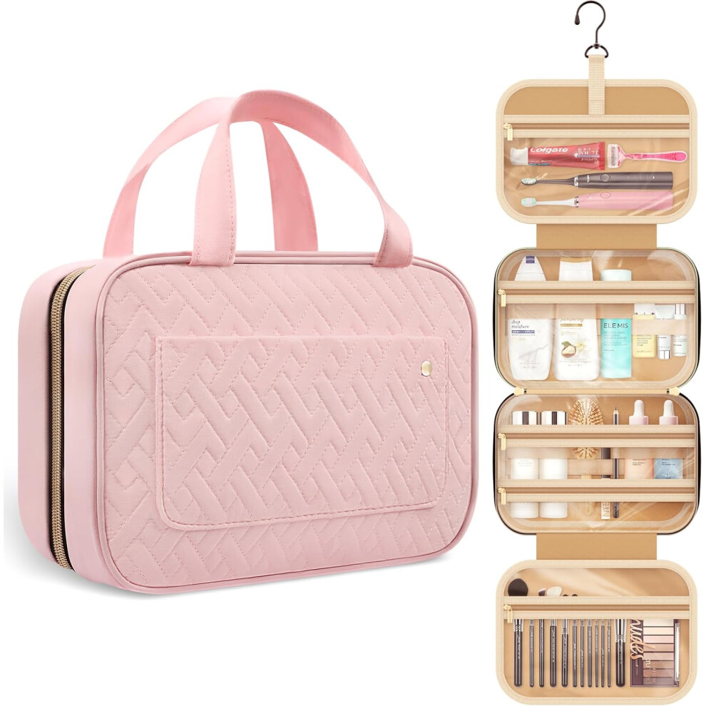 Travel Toiletry Bag for Women with Hanging Hook - Portable Cosmetic Case, Toiletry Bag for Traveling Women, Waterproof Travel Essentials, Pink-image-OPC-PHFXXVP-NEW