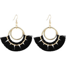 Tassel Hoop Earrings Fringe Drop Gold Tone Circle Tiered Earrings for Women Girls