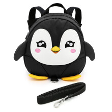 Toddler Walking Safety Backpack Little Kid Anti-lost Travel Bag Harness Reins Cute Cartoon Penguin Mini Backpacks with Safety Leash