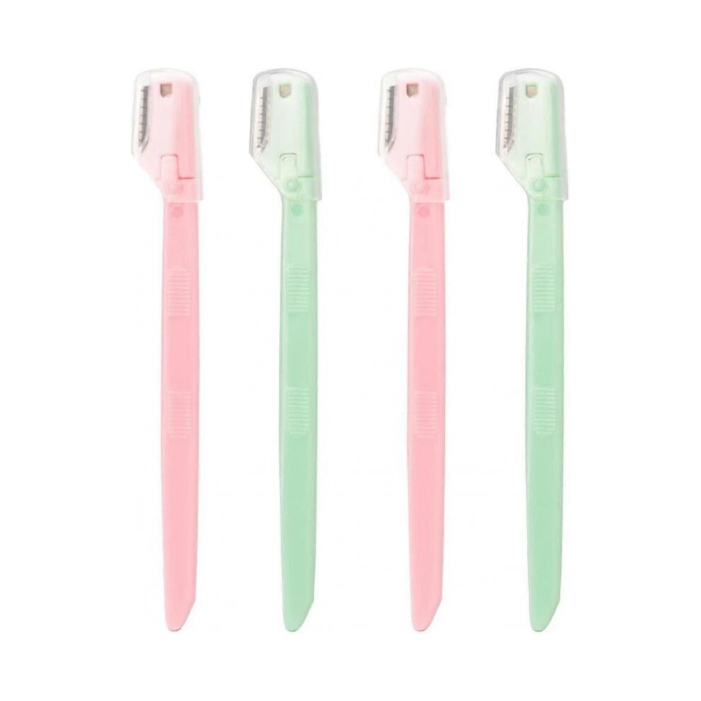 Pink/Green Eyebrow Razor, 4Pcs Small Eyebrow Shaver Multipurpose Exfoliating Dermaplaning Tool