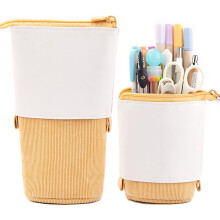 Telescopic Pencil Bag Pen Holder Stationery Case,PU Corduroy Stand-up Retractable Transformer Bag Organizer,Great for Christmas Holiday New Year Gift
