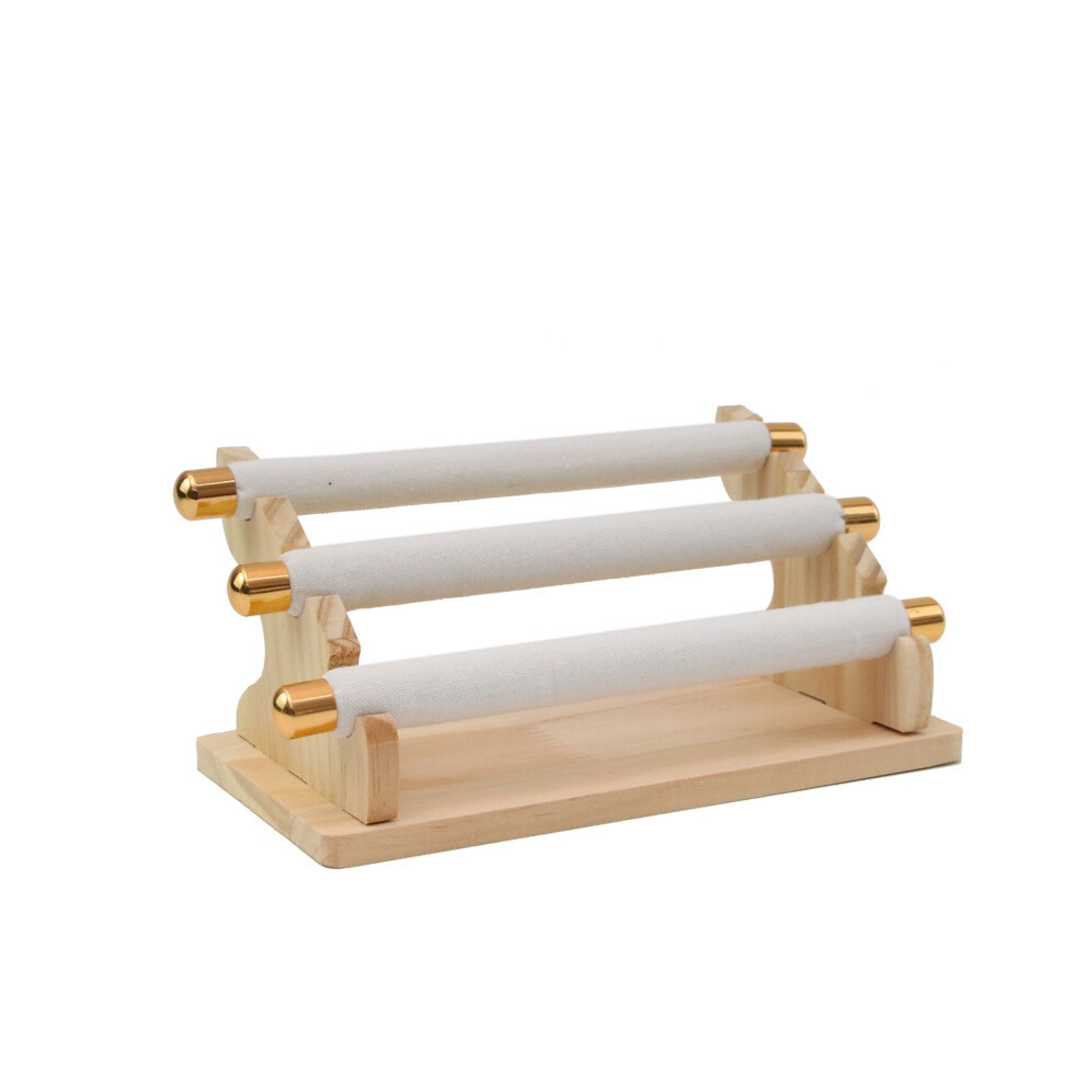 Présentoir à bijoux en bois à 3 niveaux, support à bagues, présentoir à bijoux en T, présentoir et organisateur, blanc