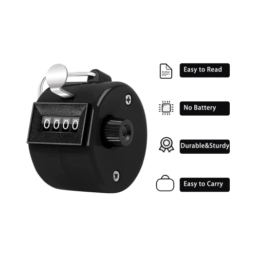 Lot de 4 compteurs à 4 chiffres, compteurs mécaniques portables, compteurs de pas 1