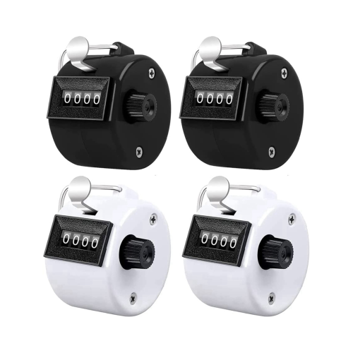 Lot de 4 compteurs à 4 chiffres, compteurs mécaniques portables, compteurs de pas
