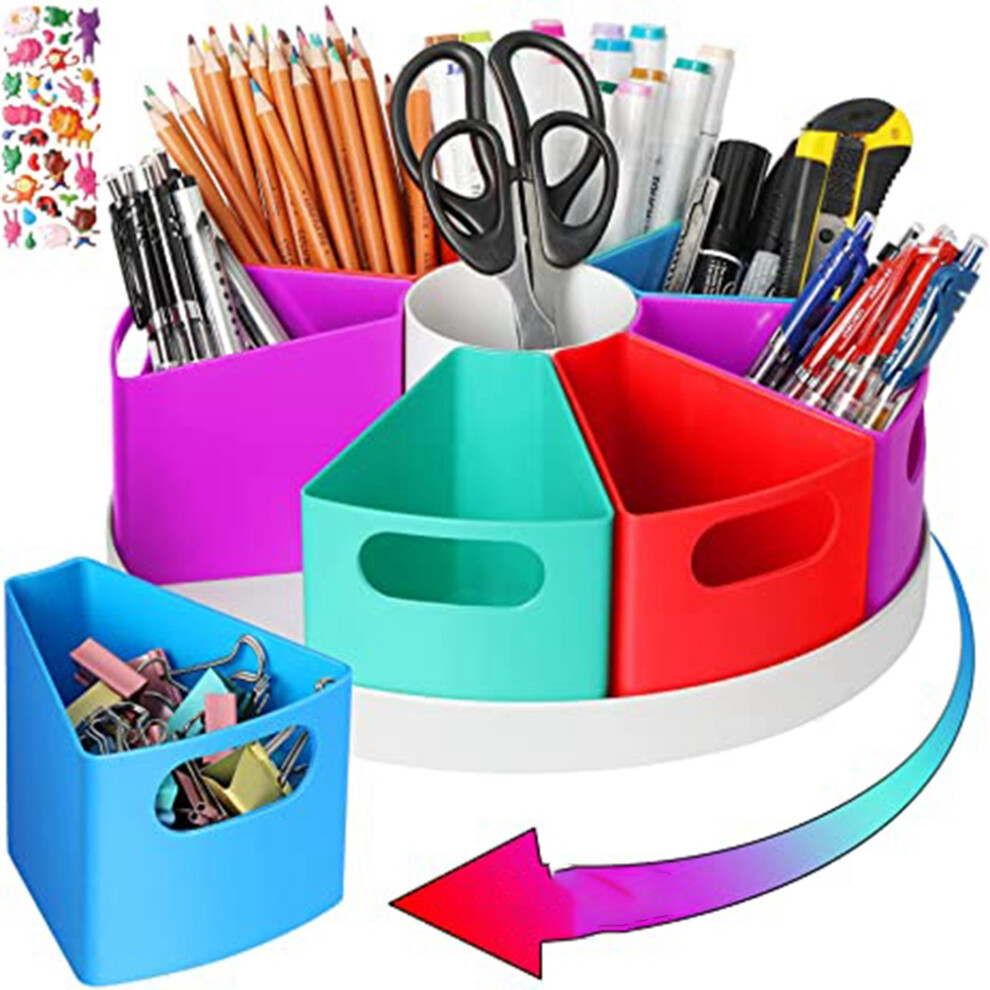 Organisateur de bureau rotatif, organisateur de rangement pour marqueurs, crayons, fournitures de bureau pour l'école à domicile