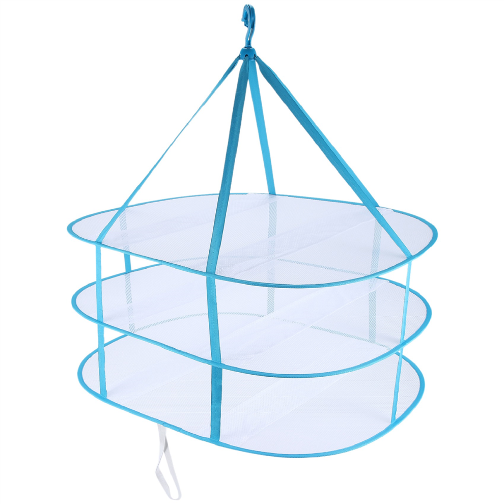Séchoir à linge suspendu portable à 3 niveaux en maille, séchoir à pulls pliable, séchoir à linge suspendu pliable