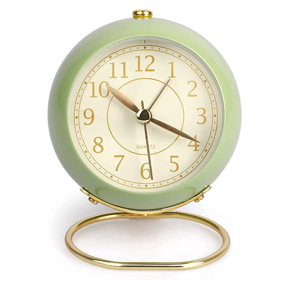 Réveil silencieux, petite horloge de table de chevet, réveil analogique rétro sans tic-tac avec bouton lumineux pour table de bureau