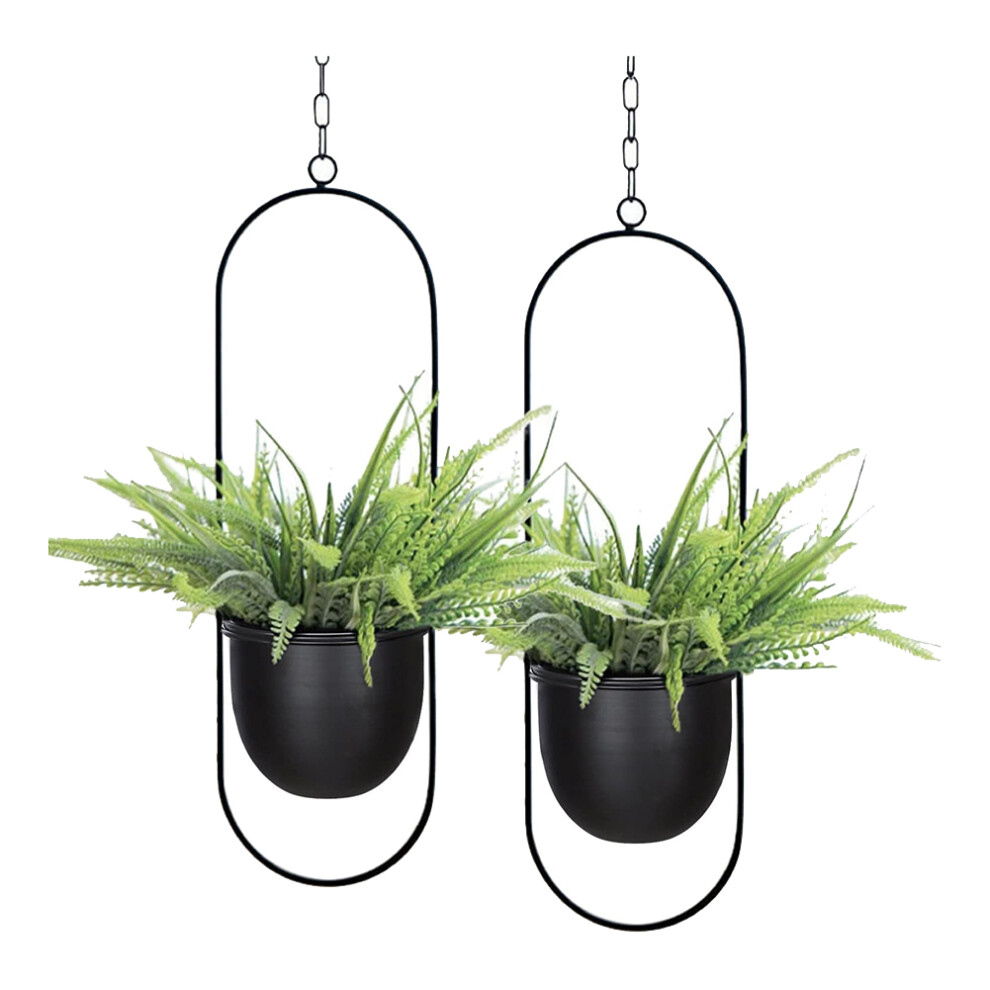 Lot de 2 jardinières suspendues pour plantes d'intérieur et d'extérieur avec support de plante suspendu en pot de 6 pouces, support de plante