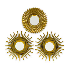 Lot de 3 miroirs dorés pour mur - Miroirs muraux pour et décoration intérieure Miroirs pour décoration murale Miroirs décoratifs