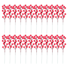 Tiges de baies rouges, lot de 24 branches de houx artificielles de 20 cm pour Noël, couronne de bricolage, fête
