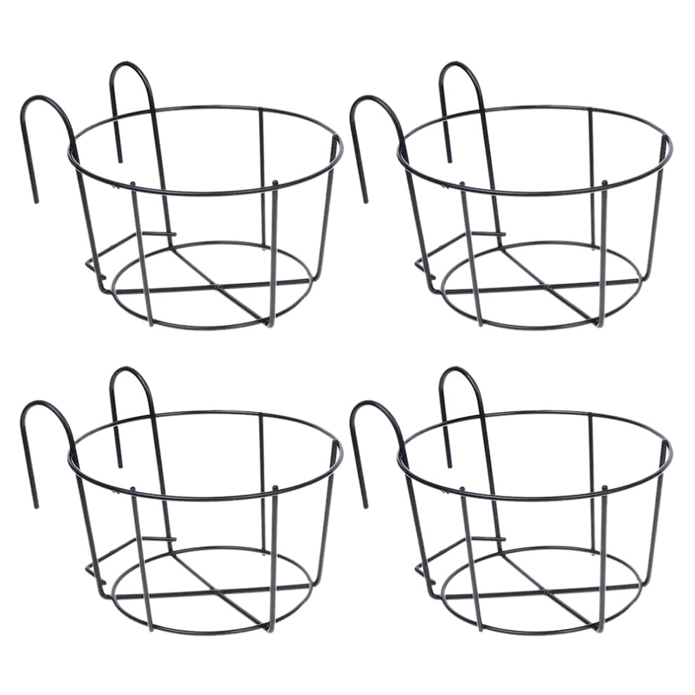 Lot de 4 jardinières suspendues en métal pour pots de fleurs, supports en fer pour plantes, clôture, paniers de balcon, petits