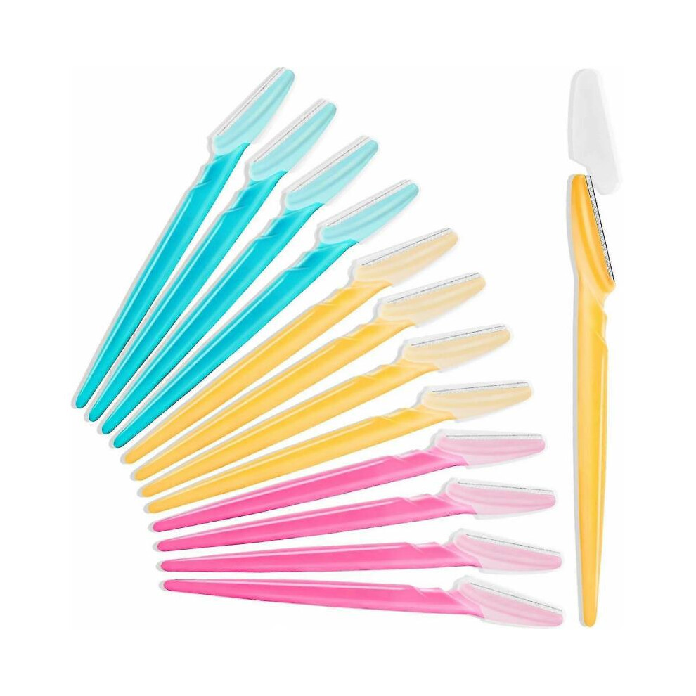 Pink/Blue/Yellow Eyebrow Razor,Multipurpose Exfoliating Dermaplaning Tool For Face, Facial And Eyebrow Shaper With Precision Cover