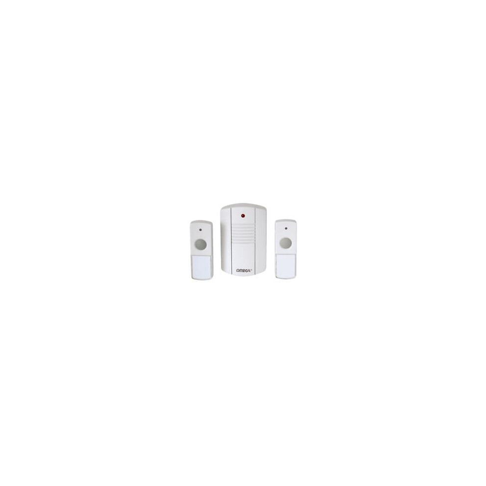 Omega Twin Bell Button Cordless Portable Door Chime Set Upto 75M Range- 17630 5023588176306