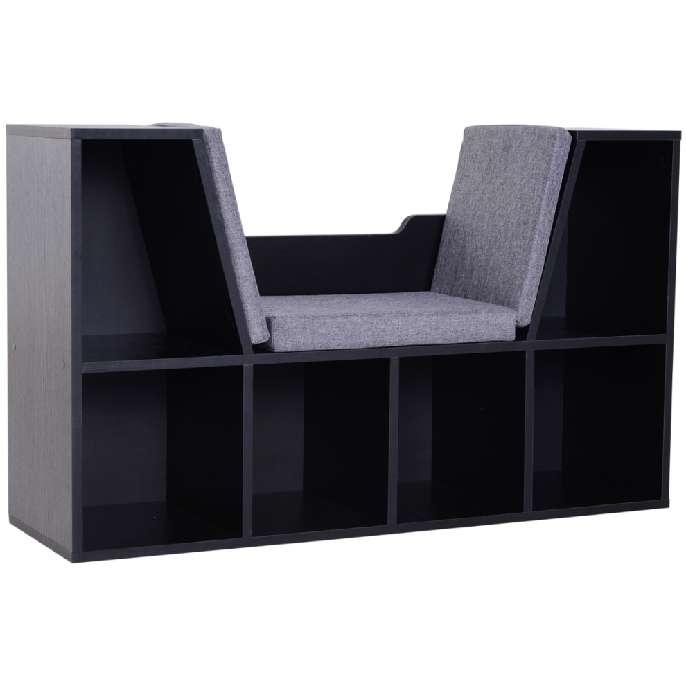 Homcom Sideboard Bookcase Storage Reading Seat W/Cushion Unit Kids Children Black