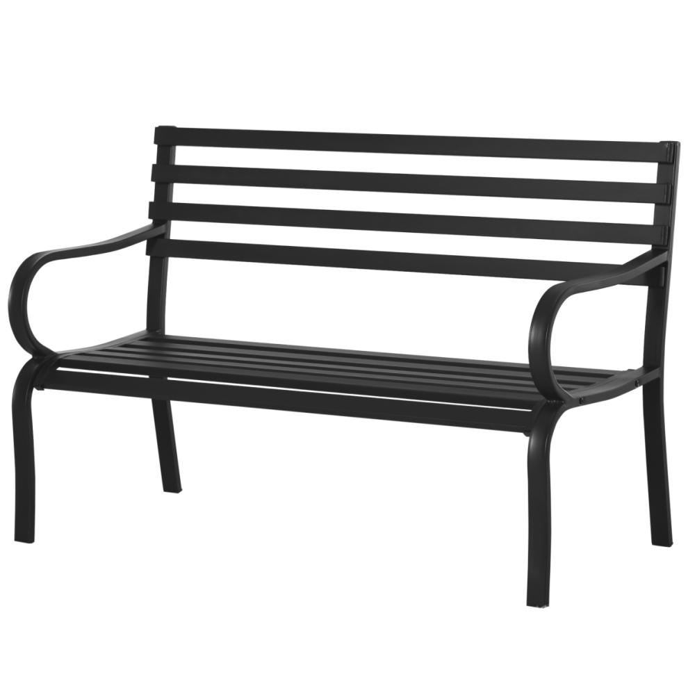 Outsunny 2 Seater Bench Garden Furniture Outdoor Metal Loveseat Seat