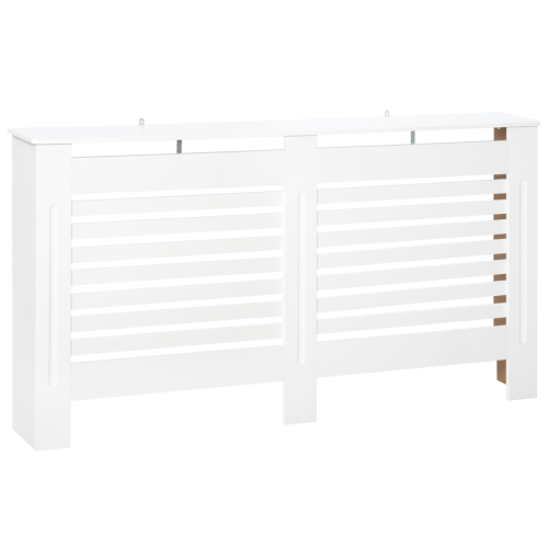 Homcom HOMCOM Modern Radiator Cover Cabinet Slatted Design MDF White Medium