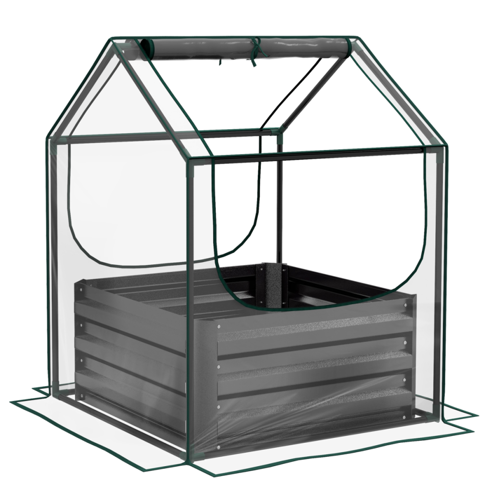 Rackhams Grey/Dark 61 X 61Cm Garden Planter Bed, With Cover - Clear, - Image 8
