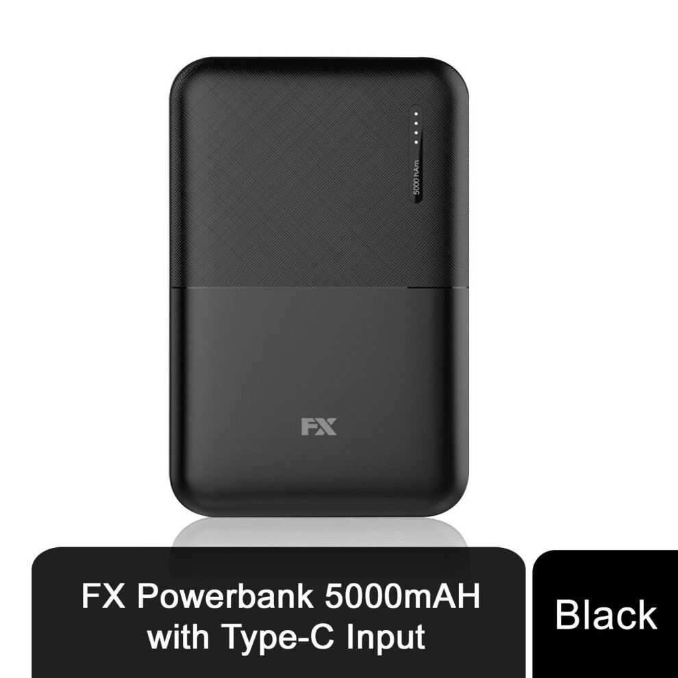 Fx Power Bank 5000 Mah With Type C Input, Compitable With Smartphones - Black 5056184056703