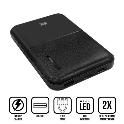 FX Power Bank 5000 mAh with Type C Input, Compitable with smartphones - Black 2