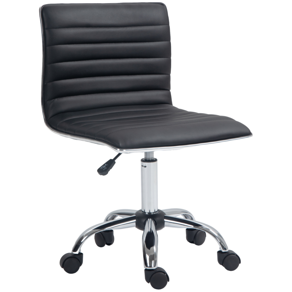 Homcom Armless Mid-Back Adjustable Office Chair With 360 Swivel Black