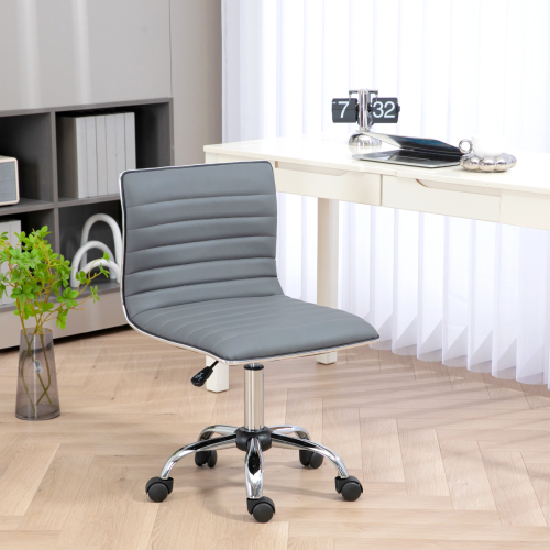 Homcom HOMCOM Armless Mid-Back Adjustable Office Chair with 360 Swivel Light Grey 1