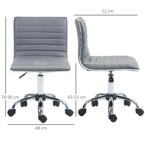 Homcom HOMCOM Armless Mid-Back Adjustable Office Chair with 360 Swivel Light Grey 2