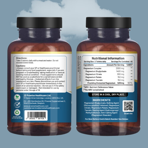 Magnesium Glycinate Complex 4 in 1 - 2000mg per serving | Precise 400mg Elemental Magnesium dose 1
