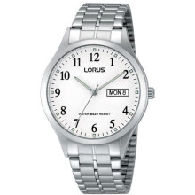Lorus Mens Day Date White Dial Big Number Stainless steel Bracelet Watch RXN01DX5