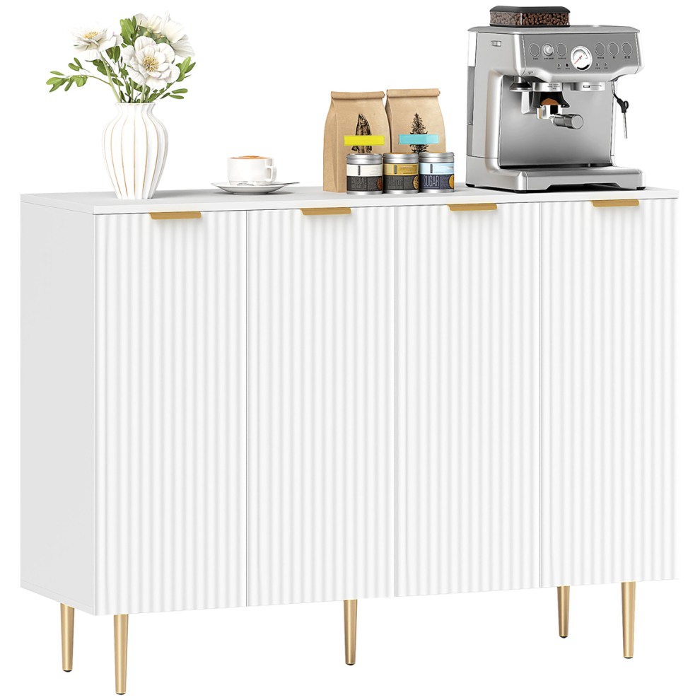 Homcom Sideboard Buffet Cabinet With Adjustable Shelves, White