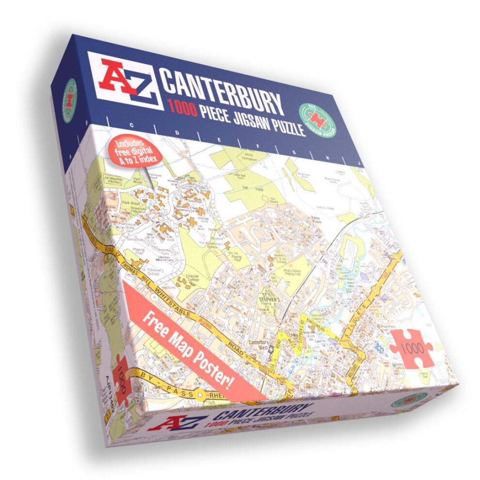 A To Z Map Of Canterbury 1000 Piece Jigsaw