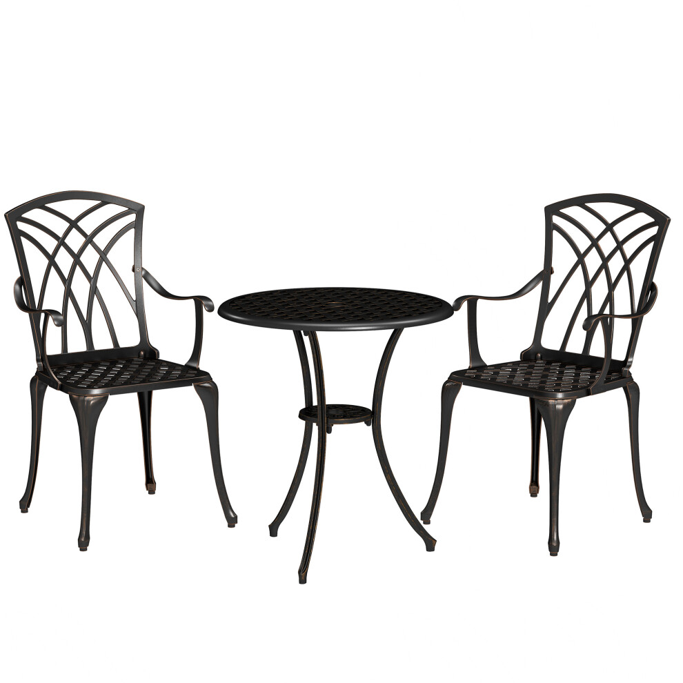 Outsunny 3 Pcs Garden Bistro Set Outdoor Garden Furniture Set W/ Umbrella Hole